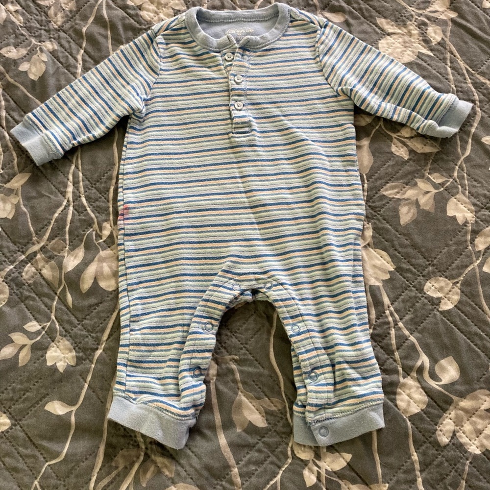 Made With Love by Place baby boy onesie. Size 3-6 mos. Blue and yellow stripes.